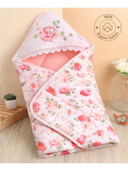 Bonfino - Premium Cotton Quilted Hooded Wrapper-Cup Cake Print (0-11 Months)