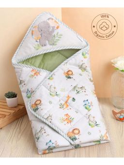 Bonfino - Premium Cotton Quilted Hooded Wrapper-African Safari Print (0-11 Months)