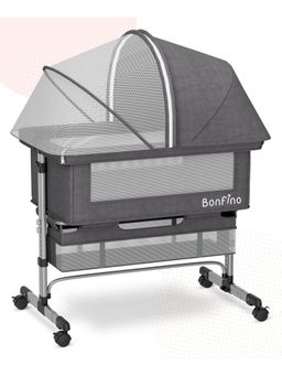 Bonfino - Regal Crib Cum Bedside Bassinet - Grey (0-6 Months)