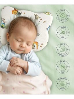 Bonfino - Premium Cotton Bear shape Memory Foam Pillow-African Safari Print (0-24 Months)