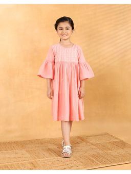 Fabindia - Pink Cotton Chikankari Bluebell Dress