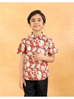 Fabindia - Maroon Cotton Hand Block Shirt