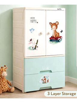 Bonfino - 3 Layer Plastic Kids Wardrobe & Storage Cabinet with Wheels (0-8 Years)