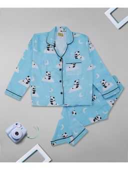Pyjama Party - Dreaming Panda Kids Pure Cotton Pyjama Set with Notched Collar