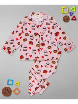 Pyjama Party - Nuts About Nutella Kids Pure Cotton Pyjama Set with Notched Collar