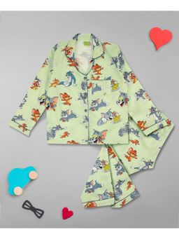 Pyjama Party - Tom and Jerry Kids Pure Cotton Pyjama Set with Notched Collar