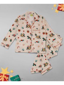Pyjama Party - Christmas Cheers Kids Pure Cotton Pyjama Set with Notched Collar