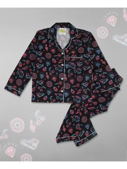 Pyjama Party - Neon Party Kids Pure Cotton Pyjama Set with Notched Collar