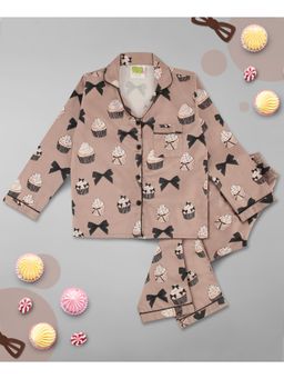 Pyjama Party - Cup Cake Kids Pure Cotton Pyjama Set with Notched Collar