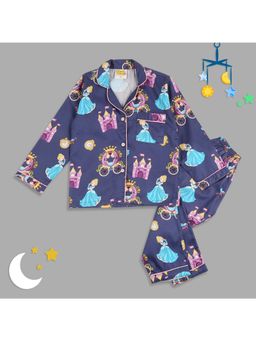 Pyjama Party - Cinderella Kids Pure Cotton Pyjama Set with Notched Collar