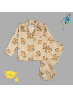 Pyjama Party - Little Lion Kids Pure Cotton Pyjama Set with Notched Collar