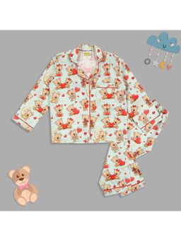 Pyjama Party - Loving Teddy Kids Pure Cotton Pyjama Set with Notched Collar