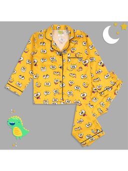 Pyjama Party - Smiley Kids Pure Cotton Pyjama Set with Notched Collar