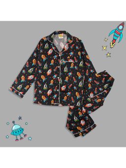 Pyjama Party - Space Kids Pure Cotton Pyjama Set with Notched Collar