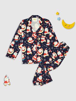 Pyjama Party - Christmas Time Kids Pure Cotton Pyjama Set with Notched Collar