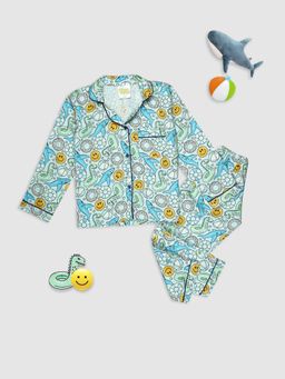 Pyjama Party - Floaties Kids Pure Cotton Pyjama Set with Notched Collar