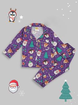 Pyjama Party - Let it Snow Kids Pure Cotton Pyjama Set with Notched Collar