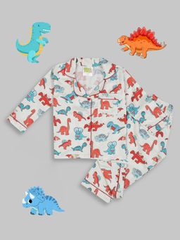 Pyjama Party - Dinomite Kids Pure Cotton Pyjama Set with Notched Collar