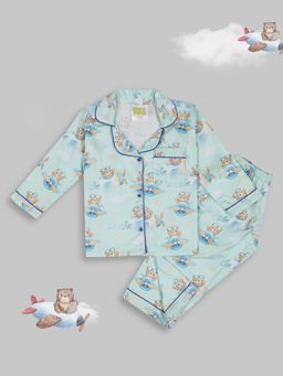 Pyjama Party - Fly High Kids Pure Cotton Pyjama Set with Notched Collar