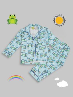 Pyjama Party - Hoppy Nights Kids Pure Cotton Pyjama Set with Notched Collar