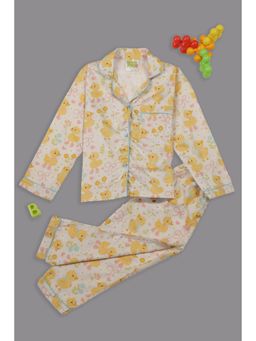 Pyjama Party - Sunny Ducklings Kids Pure Cotton Pyjama Set with Notched Collar