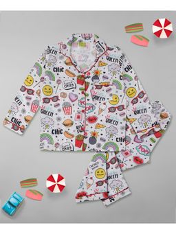 Pyjama Party - Pop Kids Cotton Rayon Pyjama Set with Notched Collar