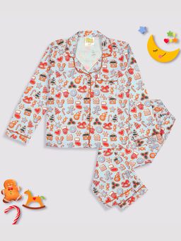 Pyjama Party - Christmas Cookies Kids Cotton Rayon Pyjama Set with Notched Collar