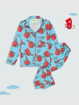 Pyjama Party - Cuppa Joy Kids Cotton Rayon Pyjama Set with Notched Collar