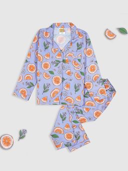 Pyjama Party - Naarangi Kids Cotton Rayon Pyjama Set with Notched Collar