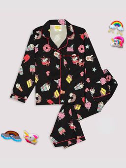 Pyjama Party - Sweet Treats Kids Cotton Rayon Pyjama Set with Notched Collar