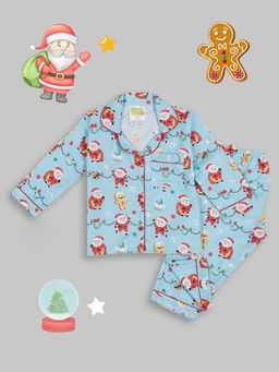 Pyjama Party - Secret Santa Kids Cotton Rayon Pyjama Set with Notched Collar