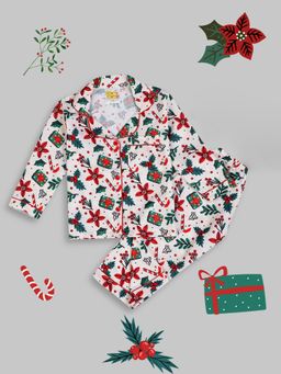 Pyjama Party - Under the Mistletoe Kids Cotton Rayon Pyjama Set with Notched Collar