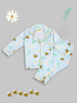 Pyjama Party - Busy Bee Kids Cotton Rayon Pyjama Set with Notched Collar