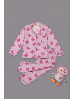 Pyjama Party - Butterfly Kids Cotton Rayon Pyjama Set with Notched Collar