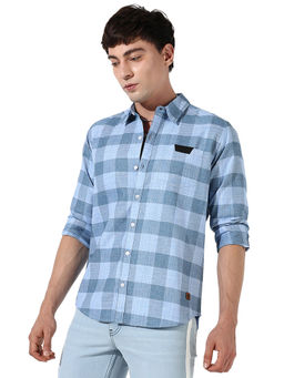 Campus Sutra - Mens Cotton Blue Checks Shirt