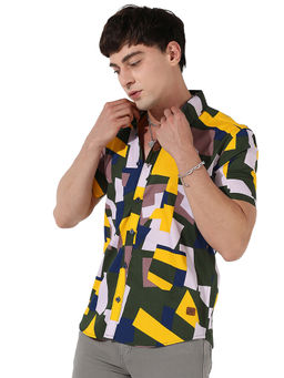 Campus Sutra - Mens Multicolour Abstract Cotton Shirt