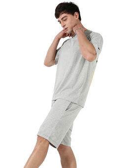 Campus Sutra - Mens Grey Burning Rose Graphic Co-ord Set (Set of 2)