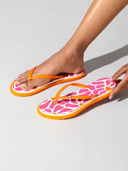 Neeman's - Fuchsia Fedora Peel Printed Flipflops