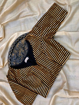 Palash - Black Chanderi Blouse with Golden Gota
