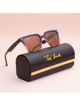 TED SMITH - Unisex Brown Premium Italian Acetate Sunglasses With Polarized Lenses.