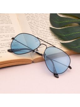 TED SMITH - Unisex Blue Premium metal Sunglasses With Polarized Lenses.