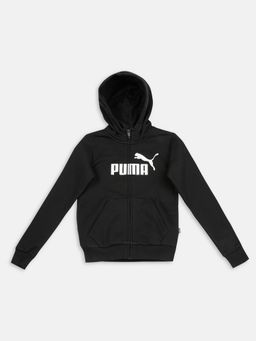 Puma - Ess+ Logo Full-zip Girls Black Hoodie