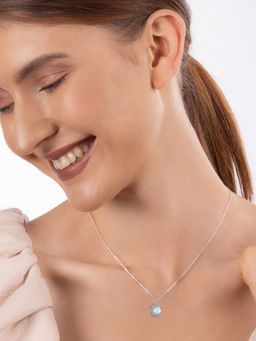 GIVA - 925 Blue Oxidised Blue Moonstone Crescent Pendant with Box Chain