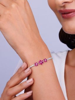 GIVA - 925 Pink Floral Tennis Bracelet