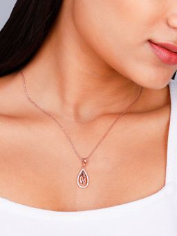 GIVA - 925 White Intricate Teardrop Pendant With Link Chain