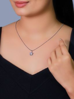 GIVA - 925 White Zircon Flower Pendant With Link Chain