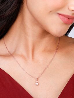 GIVA - 925 White Minimal Zircon Pendant With Link Chain