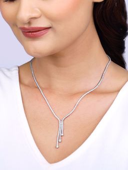 GIVA - 925 Silver Zirconia Lariat Necklace