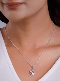 GIVA - 925 White Zircon Swan Pendant With Link Chain
