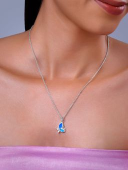 GIVA - 925 Blue Whimsical Wings Pendant With Link Chain